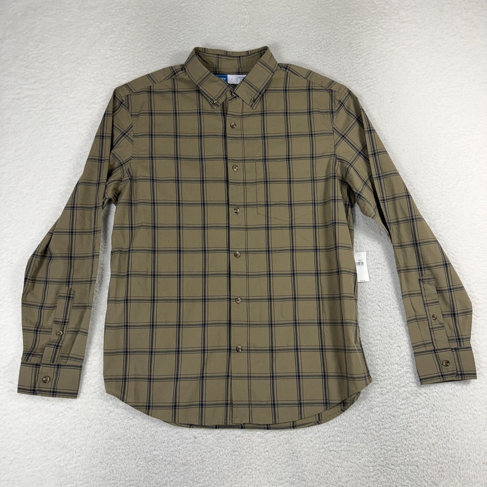 Old Navy Everyday Shirt Regular Fit Built-In Flex Mens Large NWT Brown Plaid